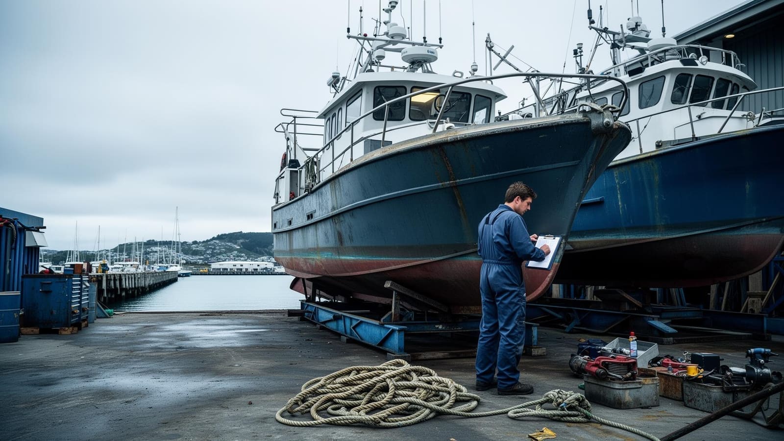 New Zealand pleasure craft moored in a sheltered harbour